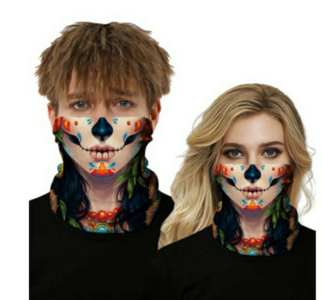 Skull Print Face Bandana Neck Gaiter