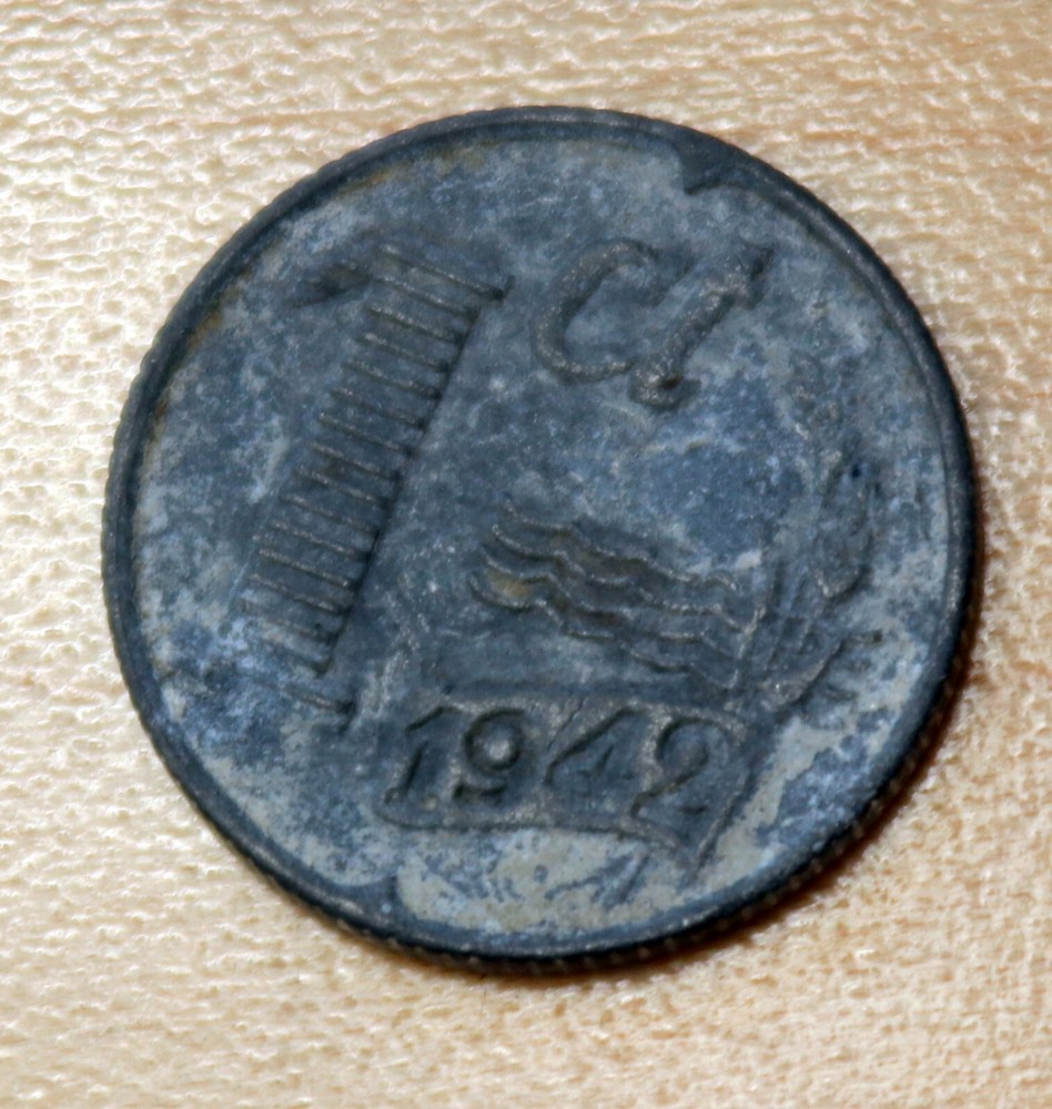 1942 Netherlands 1 Cent Zinc WWII