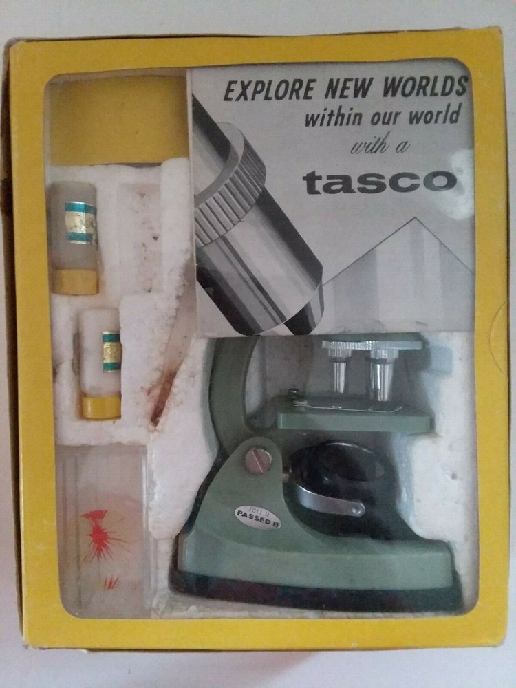 Vintage 1973 Tasco Quality Optics Microscope Kit Missing Some Accessories In Box