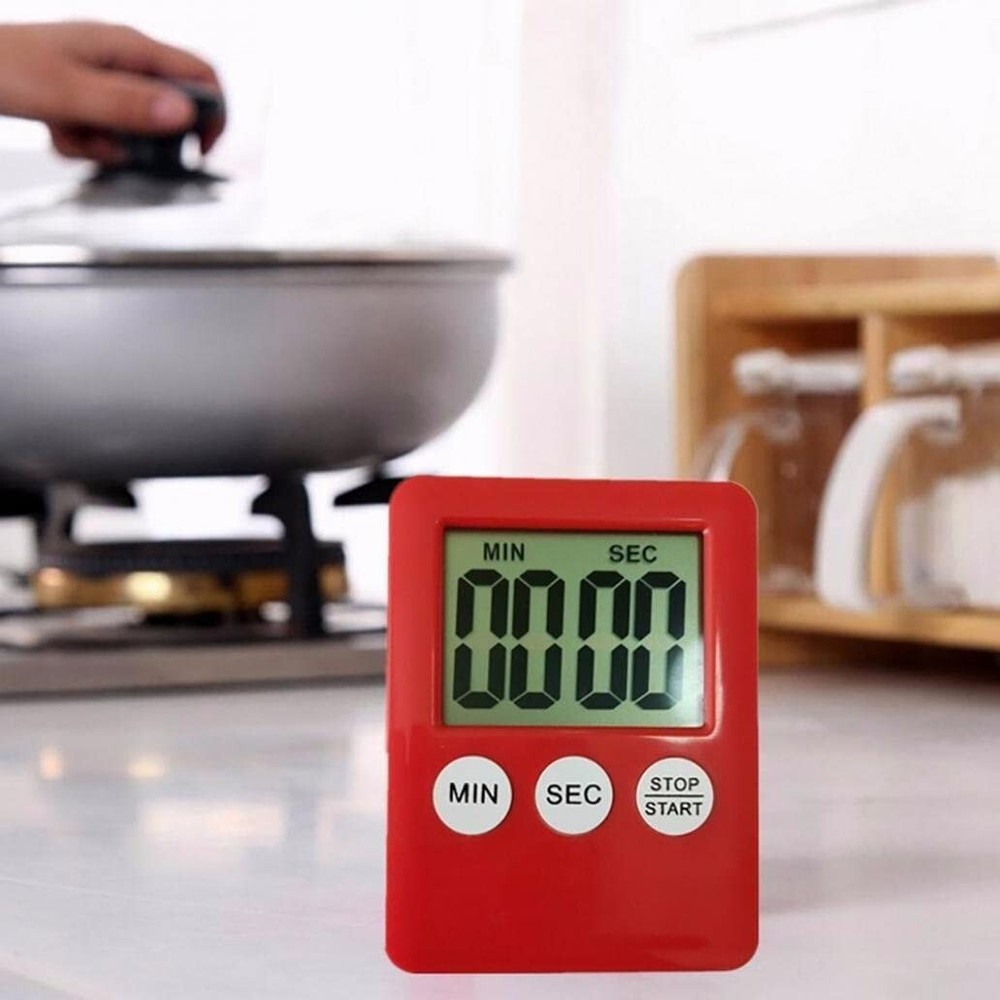 Magnetic Square LCD Digital Timer Kitchen Cooking Countdown Alarm -White