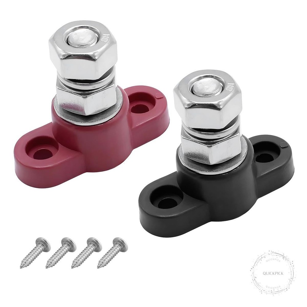 2PCS 3/8" 12V Car Single Stud Battery Junction Posts Block Heavy Duty Auto Power