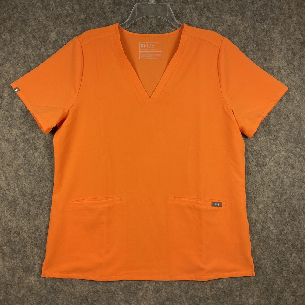 Figs Women’s Technical Collection Scrub Top Pale Orange Size Large EUC 794