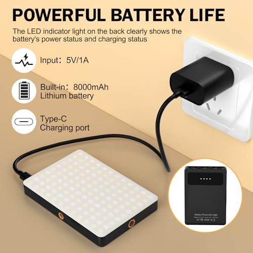 120 LED Selfie Light for iPhone, Portable Phone Light with Clip & Camera