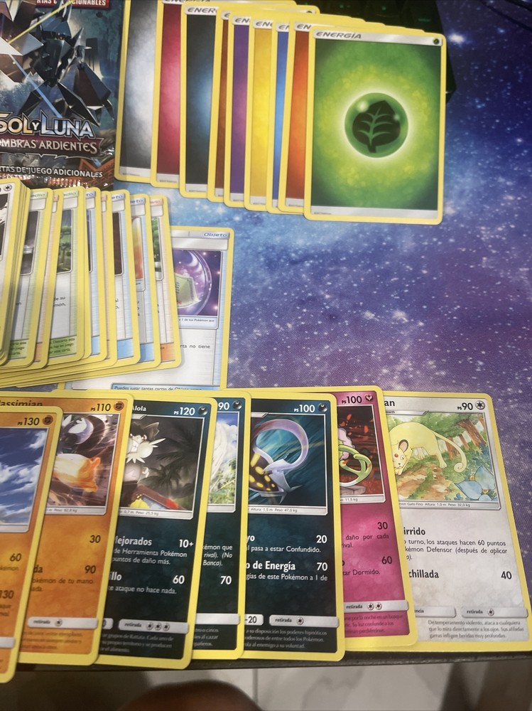 SPANISH Pokemon SM Burning Shadows Semi COMPLETE RARE, UNCOMMON & COMMON SET