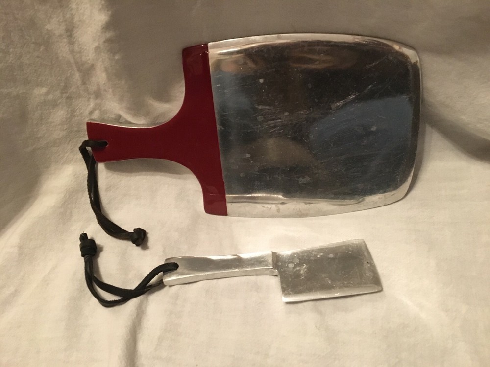 Metal Cheese Board and Cleaver