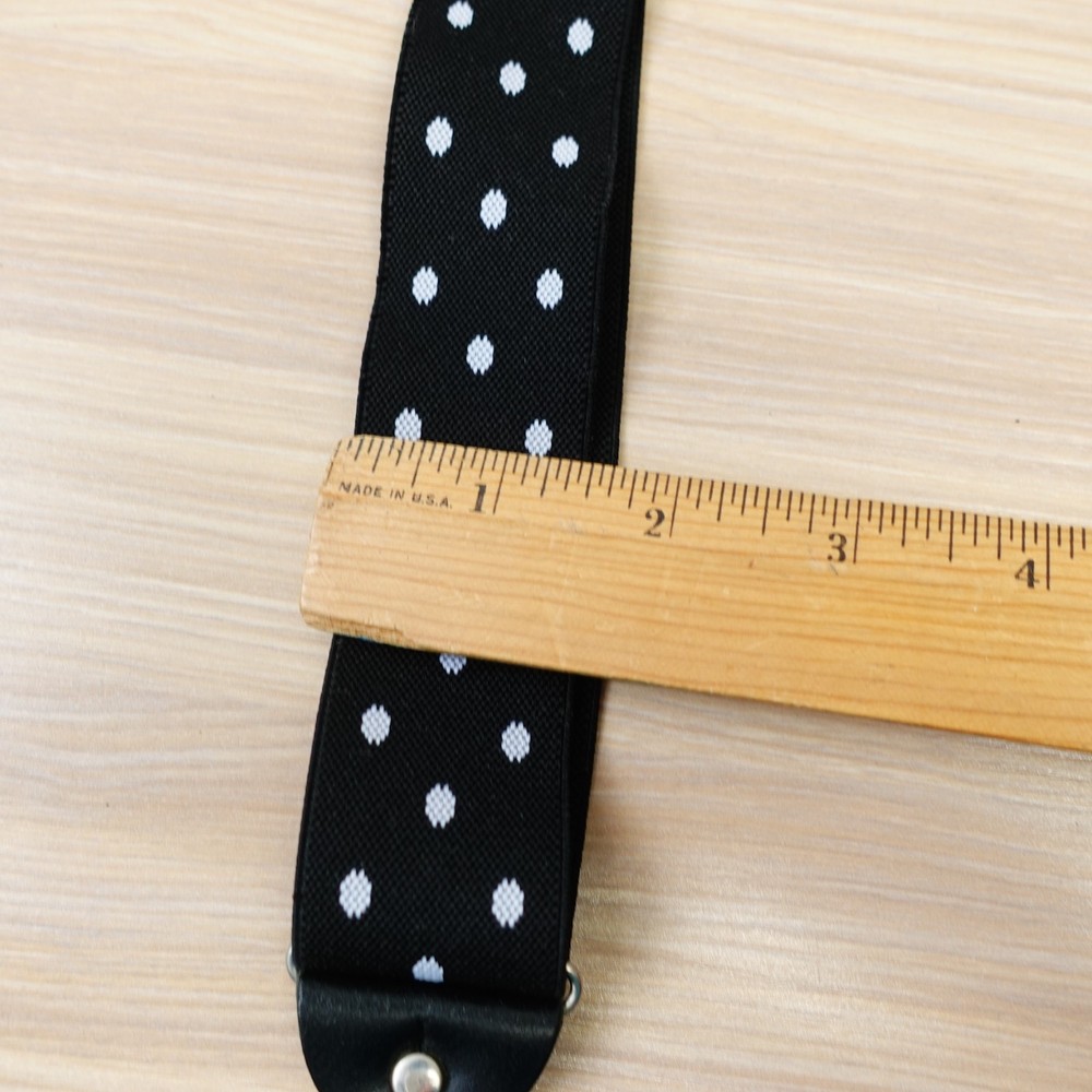 Suspender Men Black White Polka Dot Clip On Y Back Elastic Adjustable Rockabilly