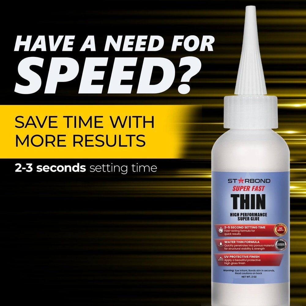 Starbond Super Fast Thin CA Glue – Super Glue Pro Kit with Precision Microtip...