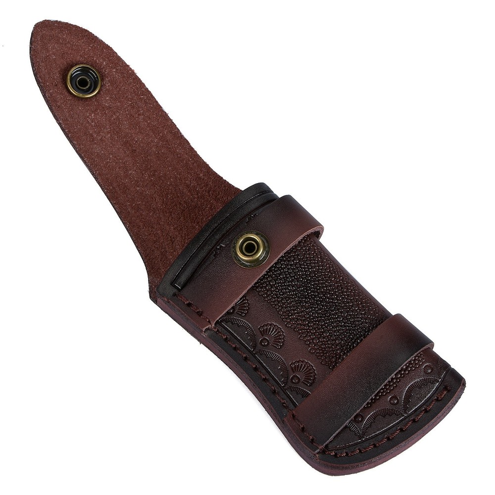 4'' Folding Knife Case Sheath Leather Storage Pouch With Snap Closure Belt Loop