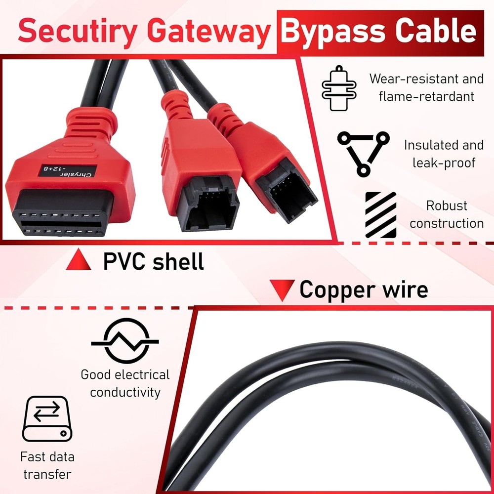 FCA 12+8 Cable Adapter for Chrysler 12+8 Programming Cable Connector, Autel OBD2