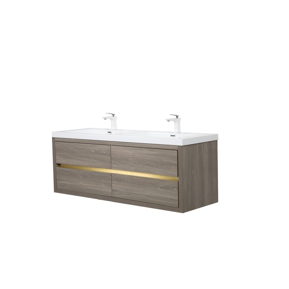 60" Wall-Mounted Bathroom Vanity with Double Sinks, Floating Bathroom Storage