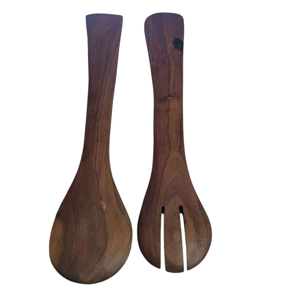 Handcrafted Wooden Salad Servers Fork Spoon Kitchen Decor Africa Bone Inserts