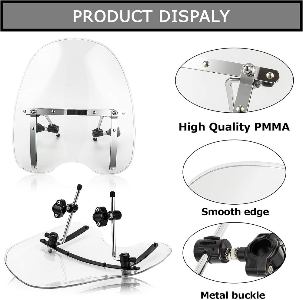 Large Windshield Windscreen Clear For Suzuki Boulevard S40 7/8'' 1'' Handlebar