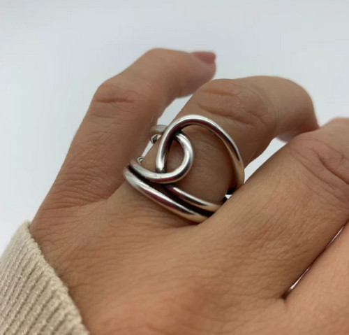 Handmade adjustable Solid 925 Silver Heavy Pure Ring For Women Gift For