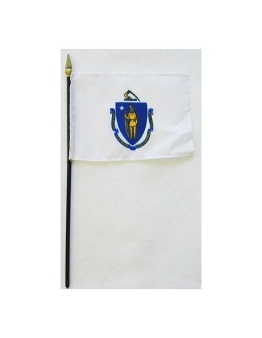 Massachusetts  4" x 6" Mounted Flags