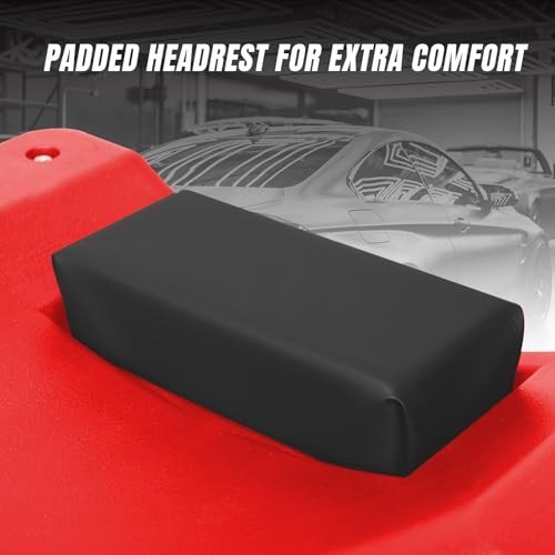 40" Rolling Garage Creeper with Padded Headrest, Tool Trays & 6 Casters - Red