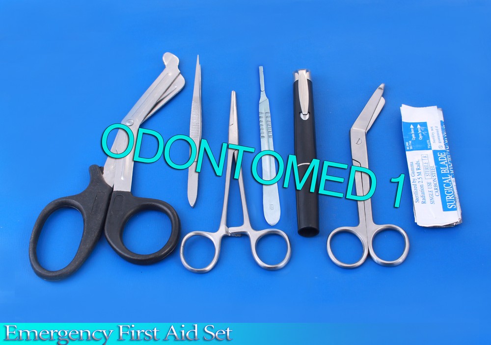 6 PCS EMERGENCY FIRST AID RESPONSE KIT WITH 5 SCALPEL HANDLE BLADE #21
