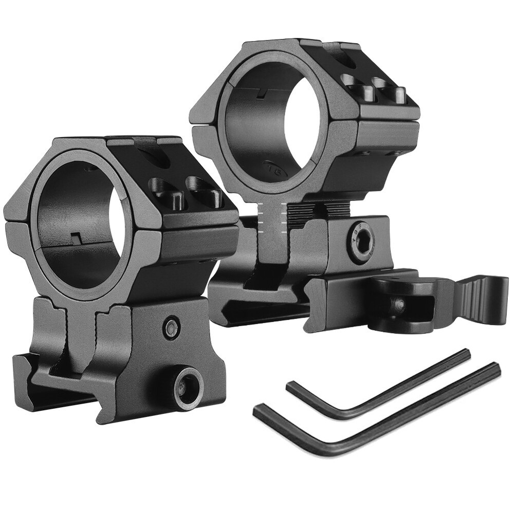 2Pack Adjustable Height Scope Ring 25.4mm/30mm for 20mm Dovetail Rail Riser Base