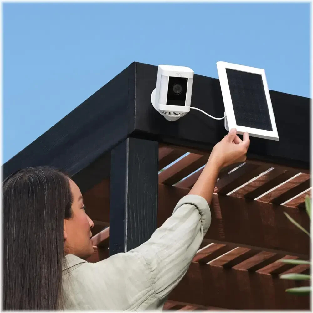 Ring Spotlight Cam Plus Wireless Battery Security Camera with Solar Panel Black