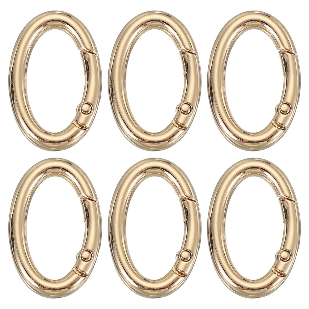 6 Pcs 33mm Oval Egg Shaped Spring Snap Keychain Clip for Purses Light Gold