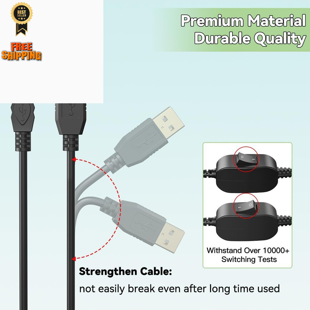Printer Cable Splitter for Two Computers USB Individual Cable, Black