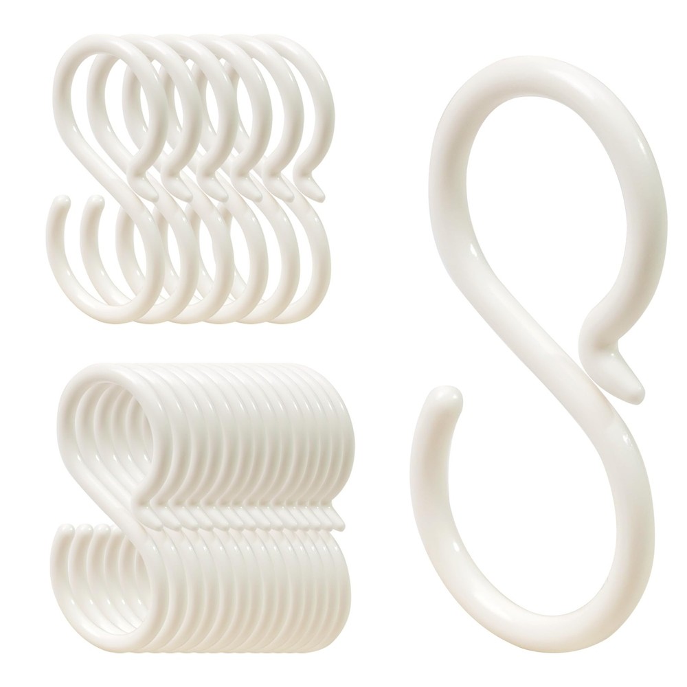 20Pcs Secure Plastic S-Hooks, Flexible Neck for Easy Lock,Completely White