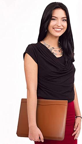 (Brown) Leather Portfolio Folder Padfolio Business Padfolio Organizer Document