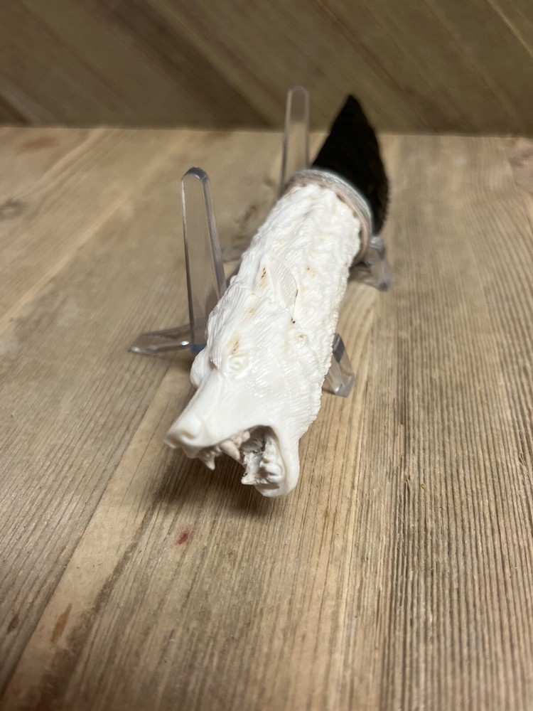 Obsidian Knife With Carved Antler