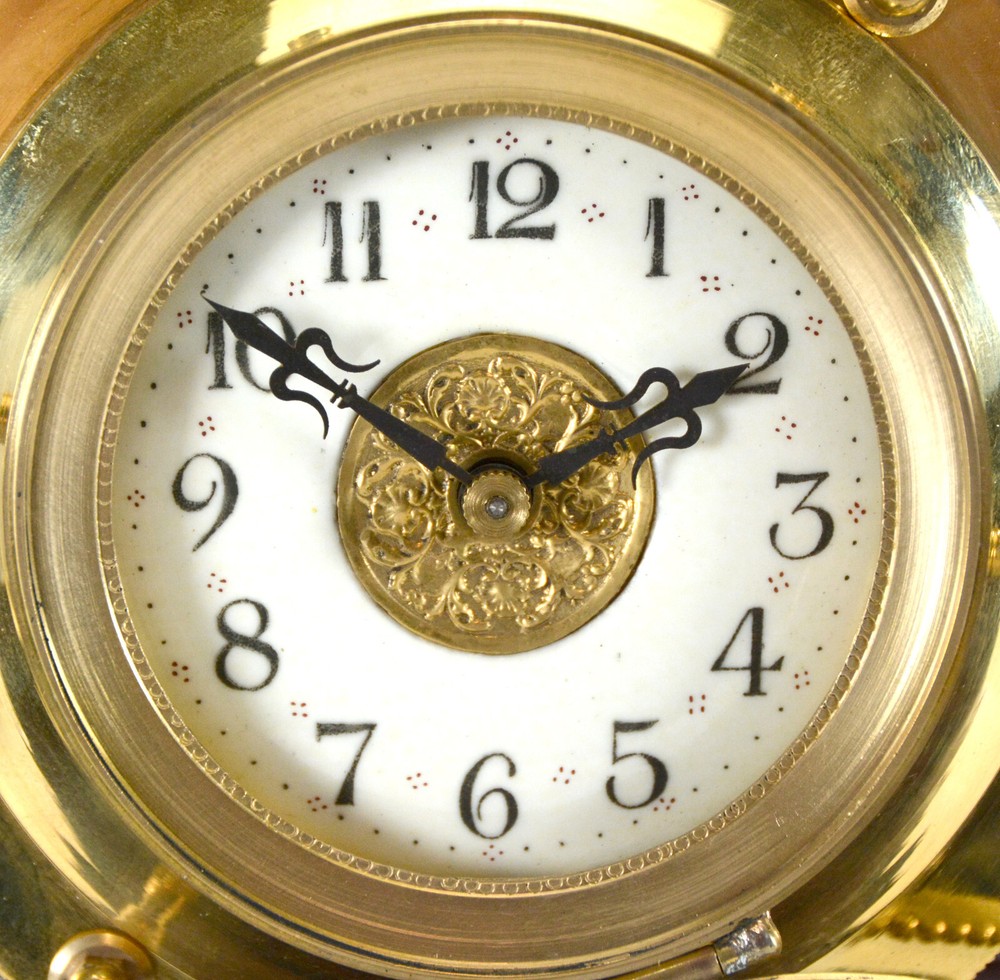 French Mystery Gravity Driven Gold Incline Rolling Clock - No Spring or Battery