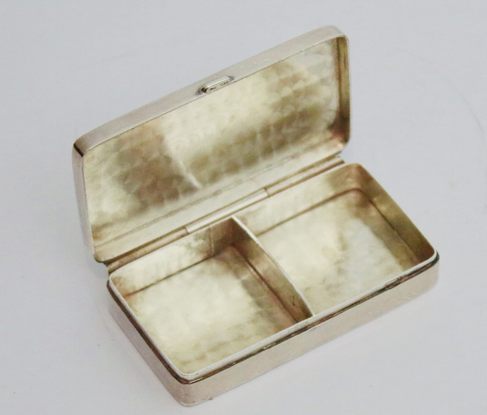 Sterling solid silver stamp box with paddle steamer engraving Elizabeth II