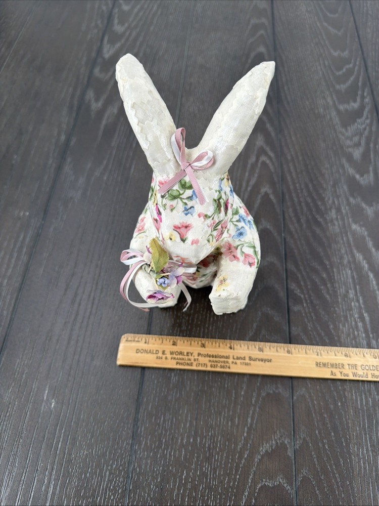 Vtg Paper Mache Easter Bunny With Floral Designs.