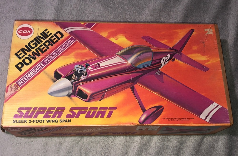 Cox Plane Airplane SUPER SPORT TRAINER #32 with BOX and Paperwork, “NO ENGINE”