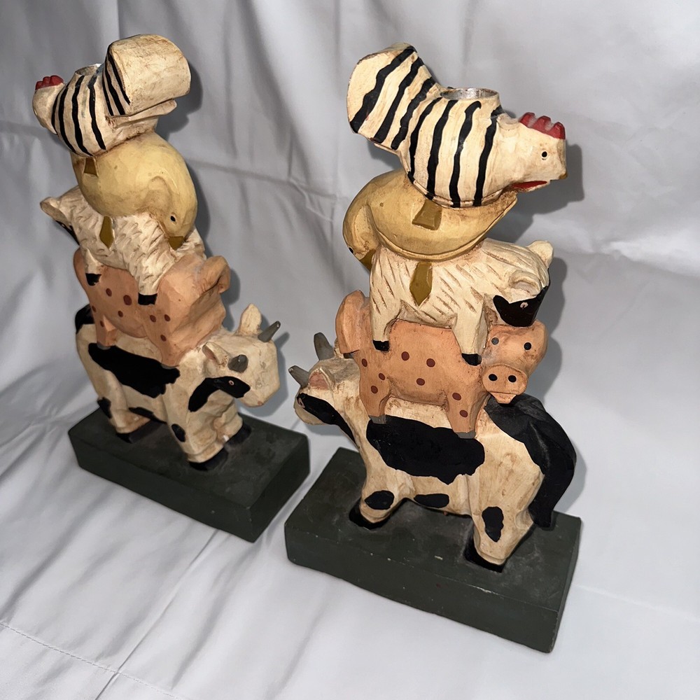 Farm Animals Statue Candle Holder 10"