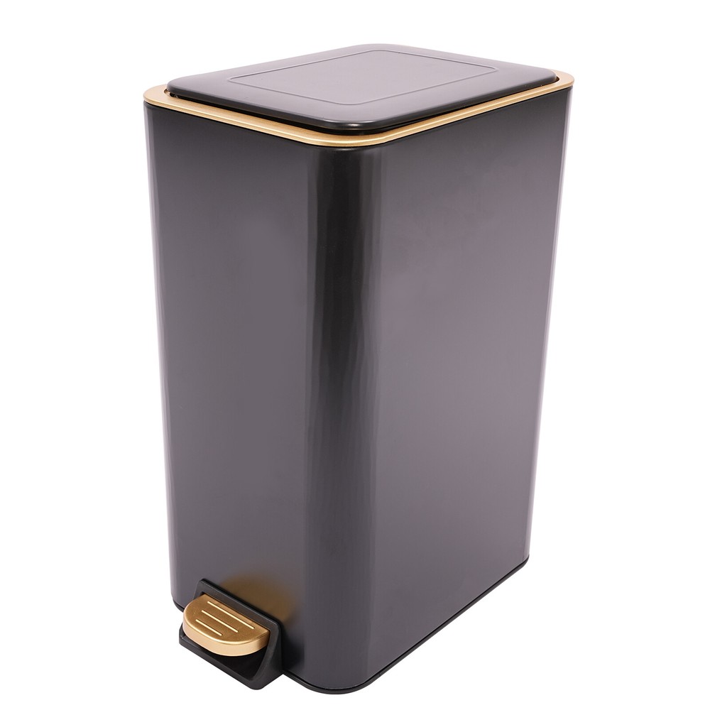 12L Bathroom Trash Can Carbon Steel Step On Kitchen Garbage Bin Step Trash Bin