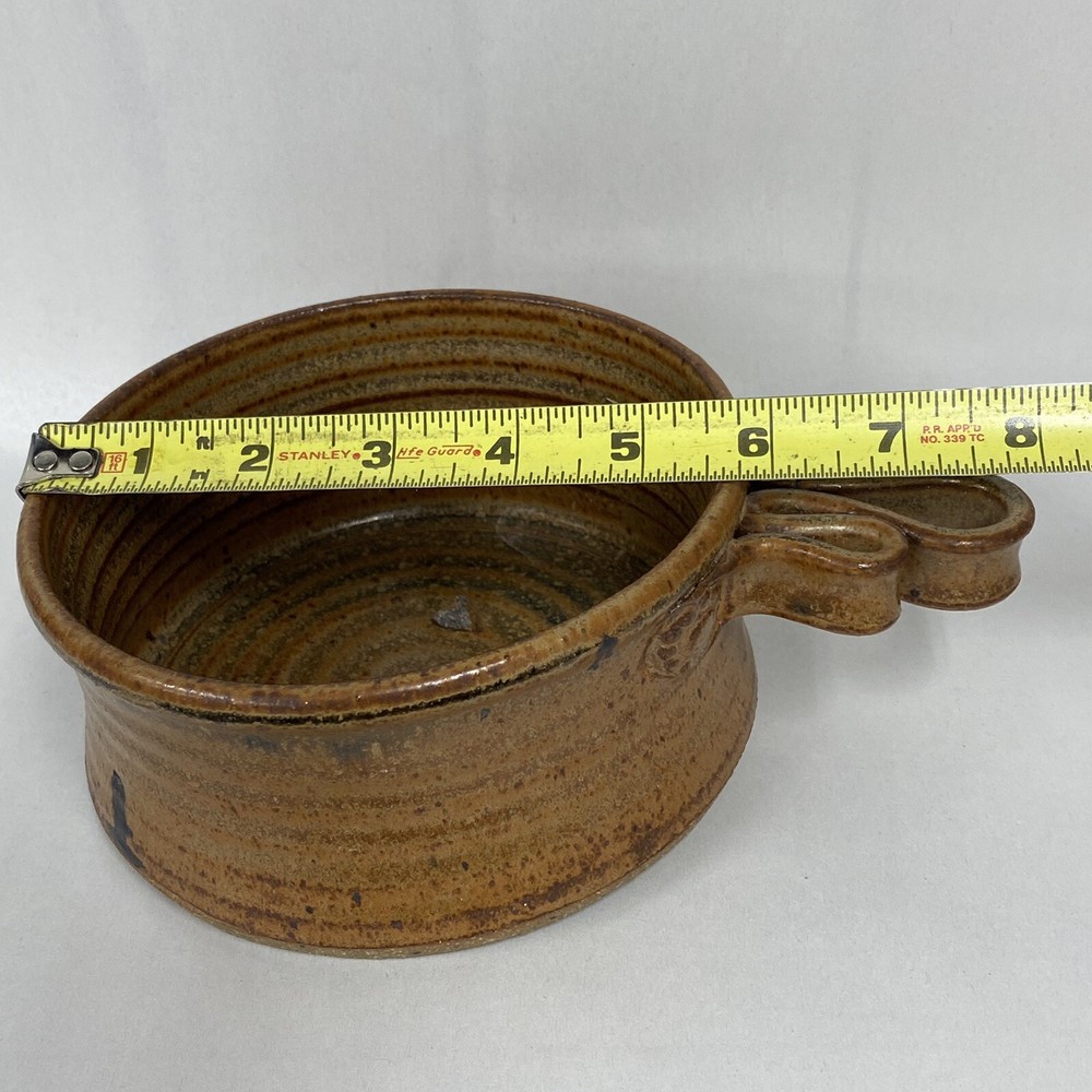 Studio Art Pottery Bowl Round Dish Signed Vtg Hand Crafted Planter Boho Decor