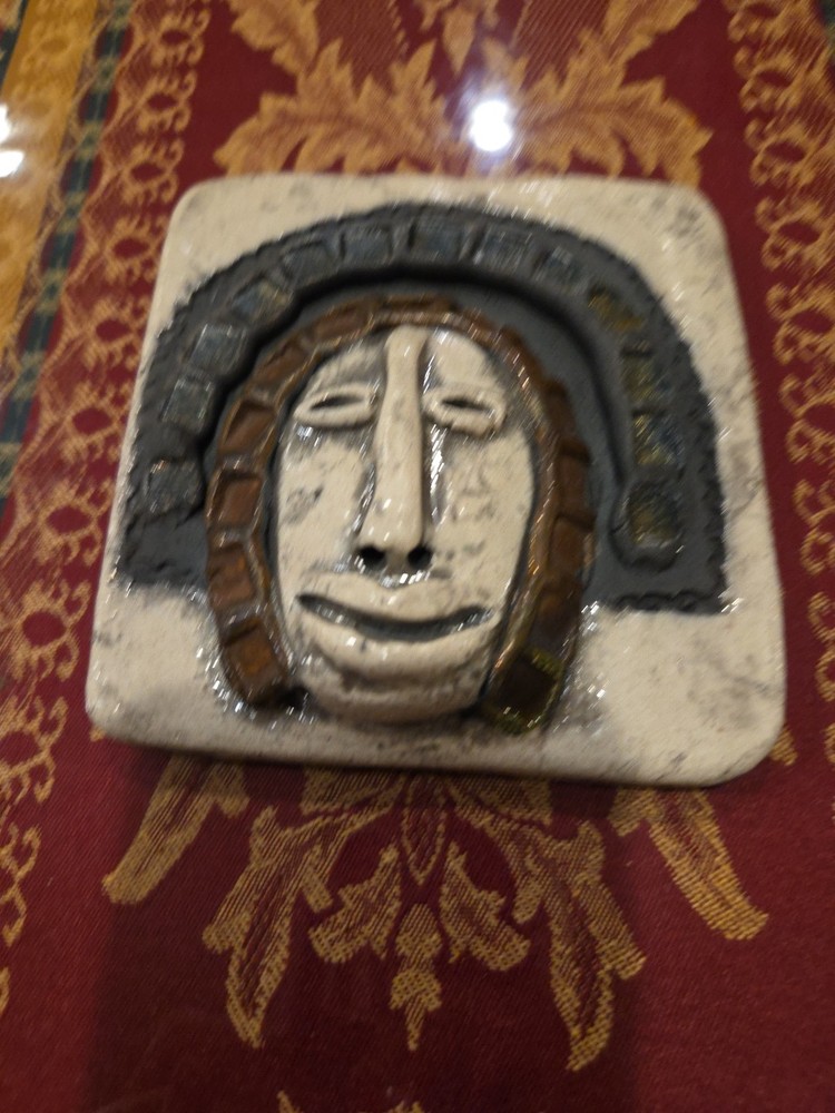 HANDMADE ART POTTERY TILE SIGNED 5" X 4.5"