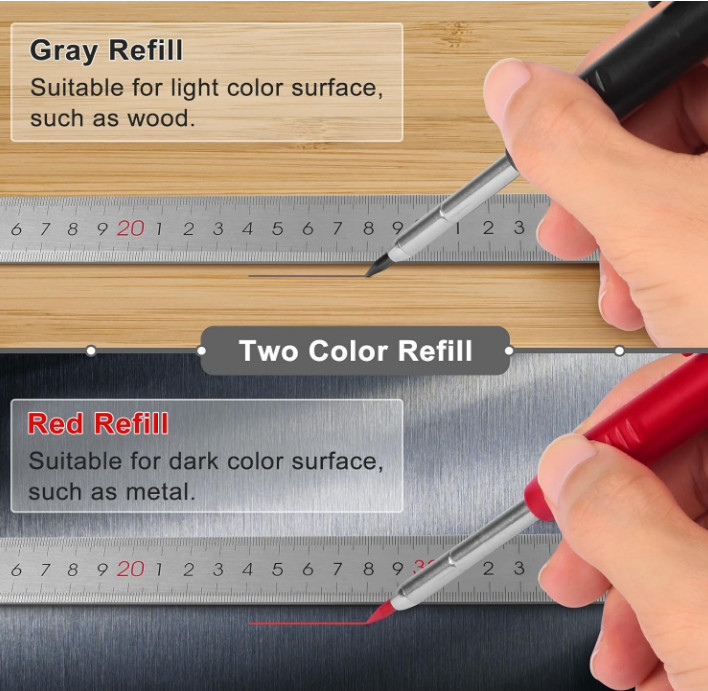 2 Pack Carpenter Pencils Mechanical Pencils with 12 Refills, Construction Pencil
