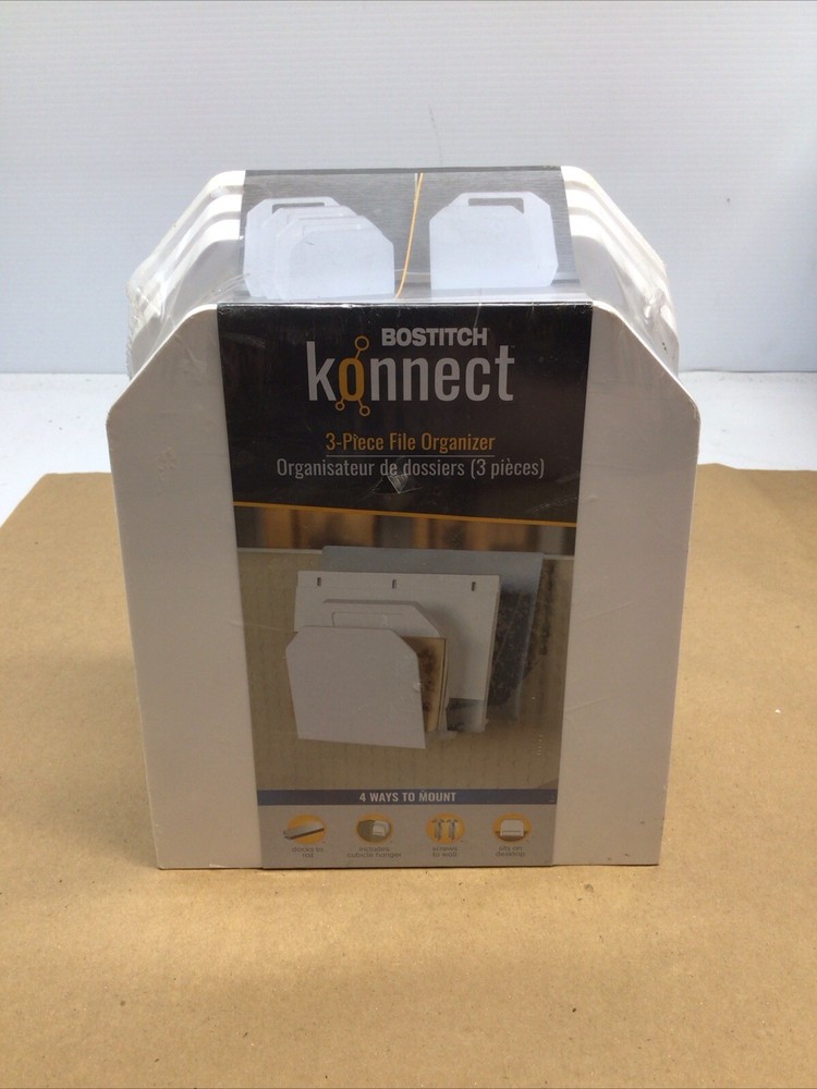 Bostitch Konnect Plastic 3-Piece File Organizer KT-3FOLDER White