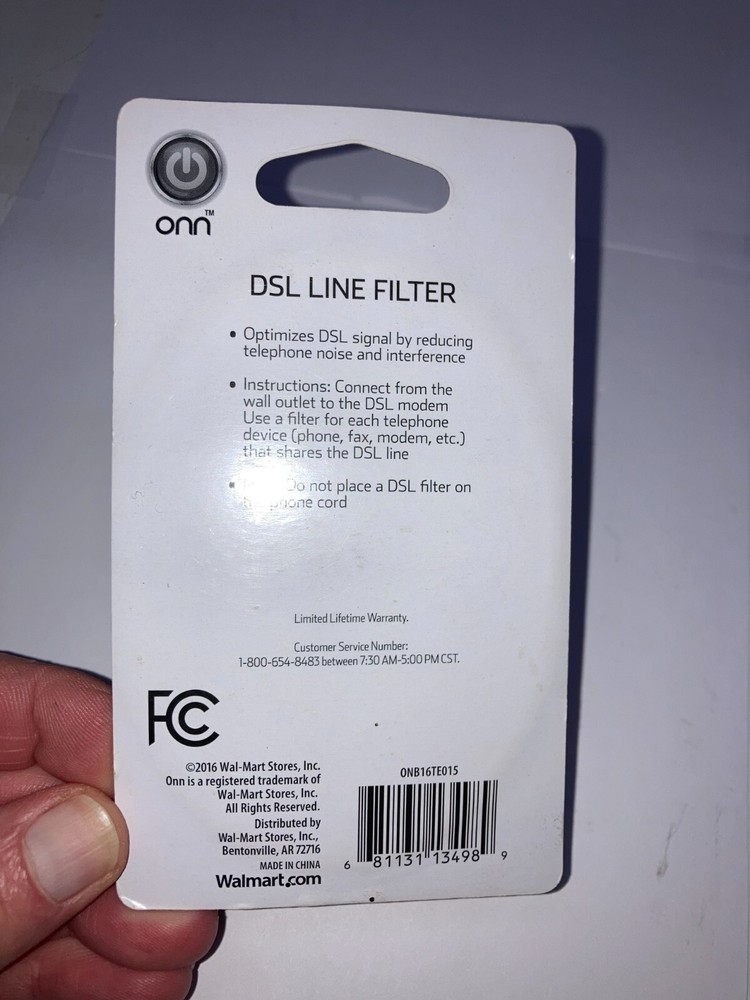 DSL Line Filter Brand: ONN, New, In Sealed Pack (Never Opened)