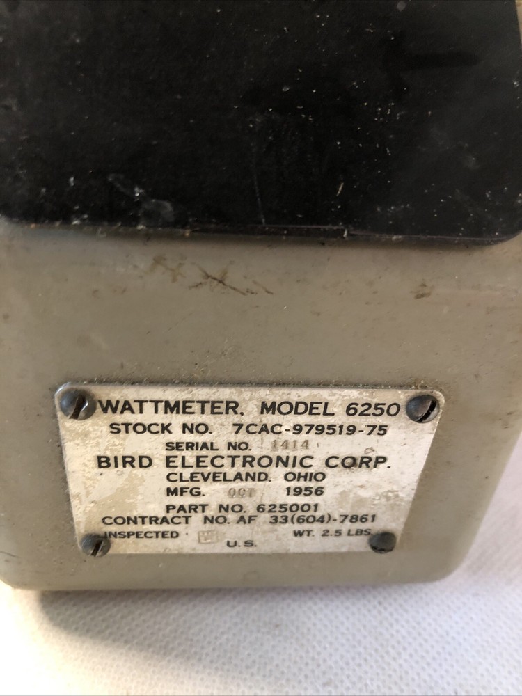 Bird Electronic Corp Wattmeter Milliwatts Model 6250
