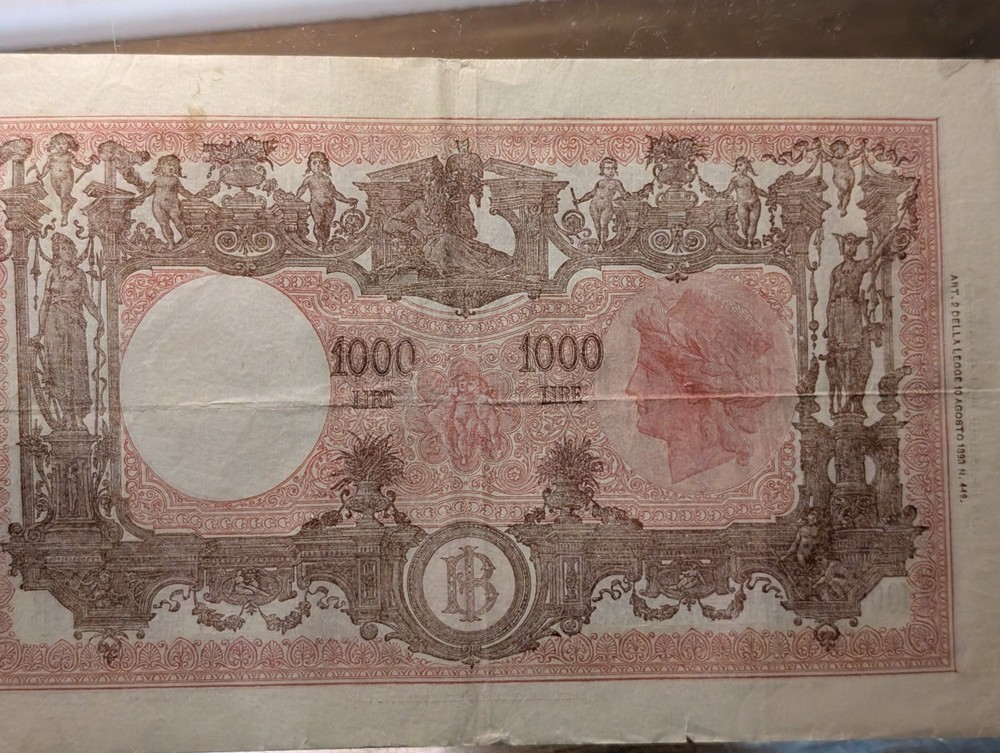 1943 Italy 1000 Lire Banknote