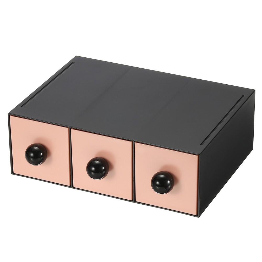 Stackable Drawer with 3 Drawers, Bathroom Storage Organizer, Pink