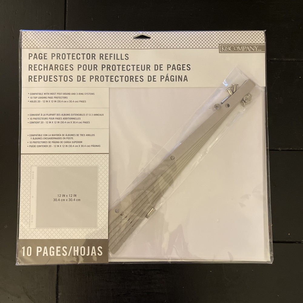 K&Company Post Bound Page Protector Refills 12"X12" 10/Pkg-W/White Inserts