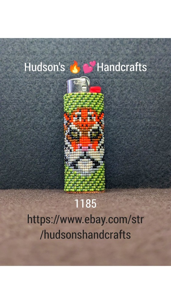 1185 Delica Seed Bead Bic Lighter Sleeve Hardened Sides, Durable, Leather Bottom