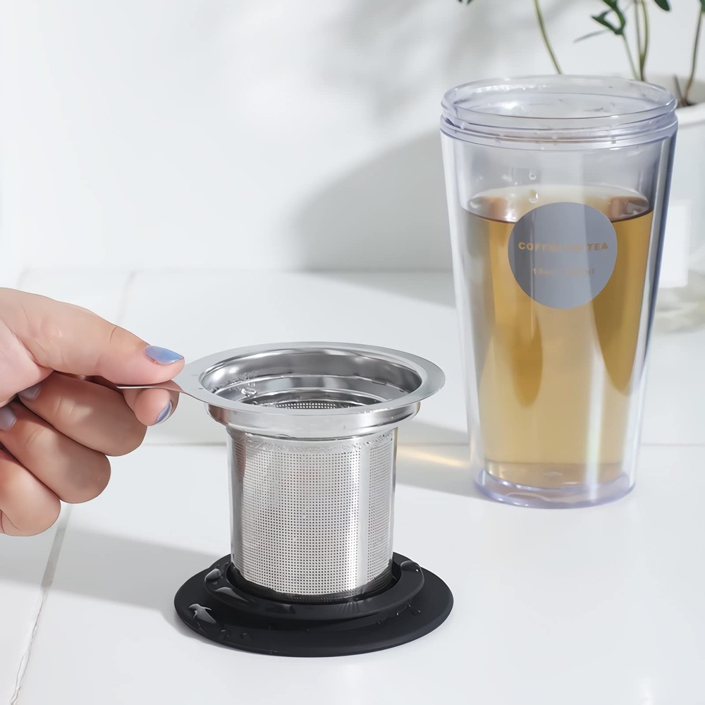 Tea Infuser, Extra Fine Mesh Tea Strainer with Silicone Lid, 304 Stainless St...