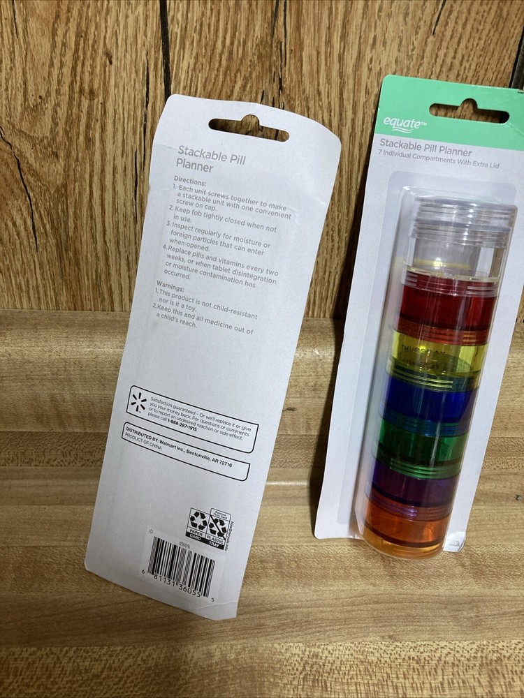 2 Pack Equate 7-Day Multi- Color Pill Holder New