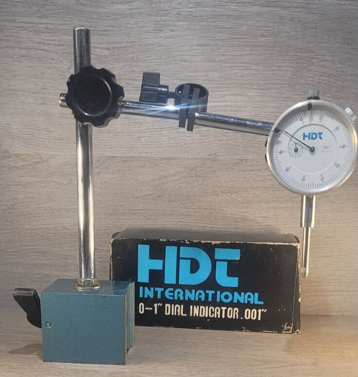 Dial Indicator HDT International 0-1'' .001" Maggnetic On Off Base