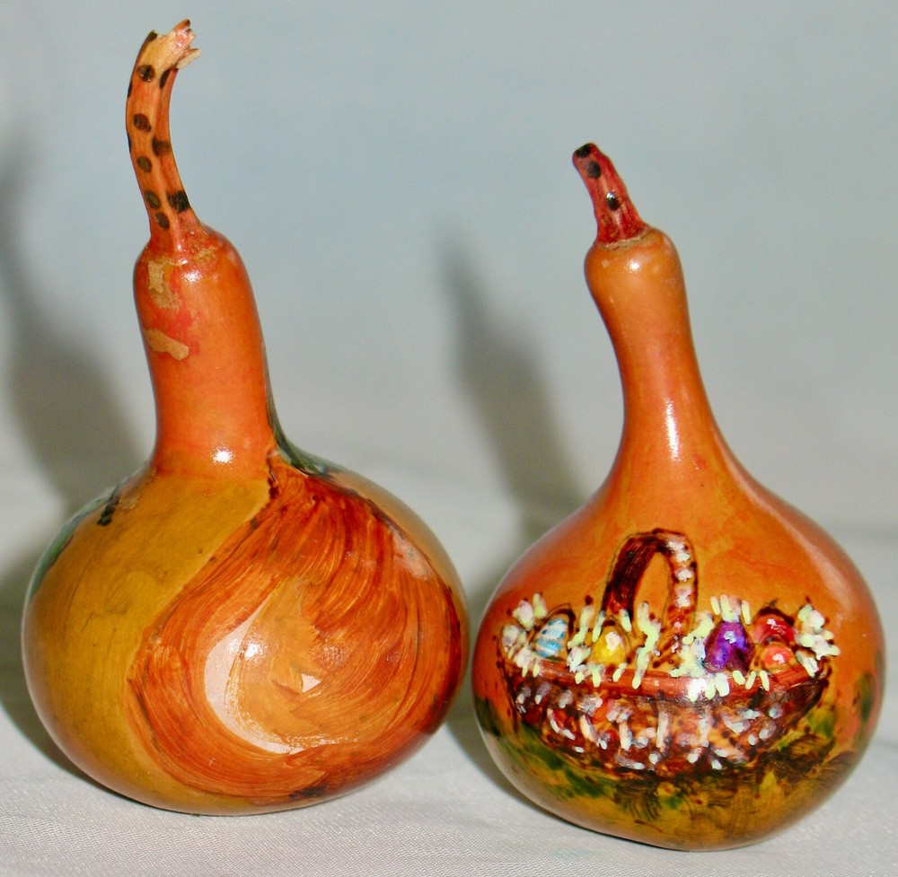 Miniature GOURDS Hand Painted & Signed 2 1/2" ~ OOAK