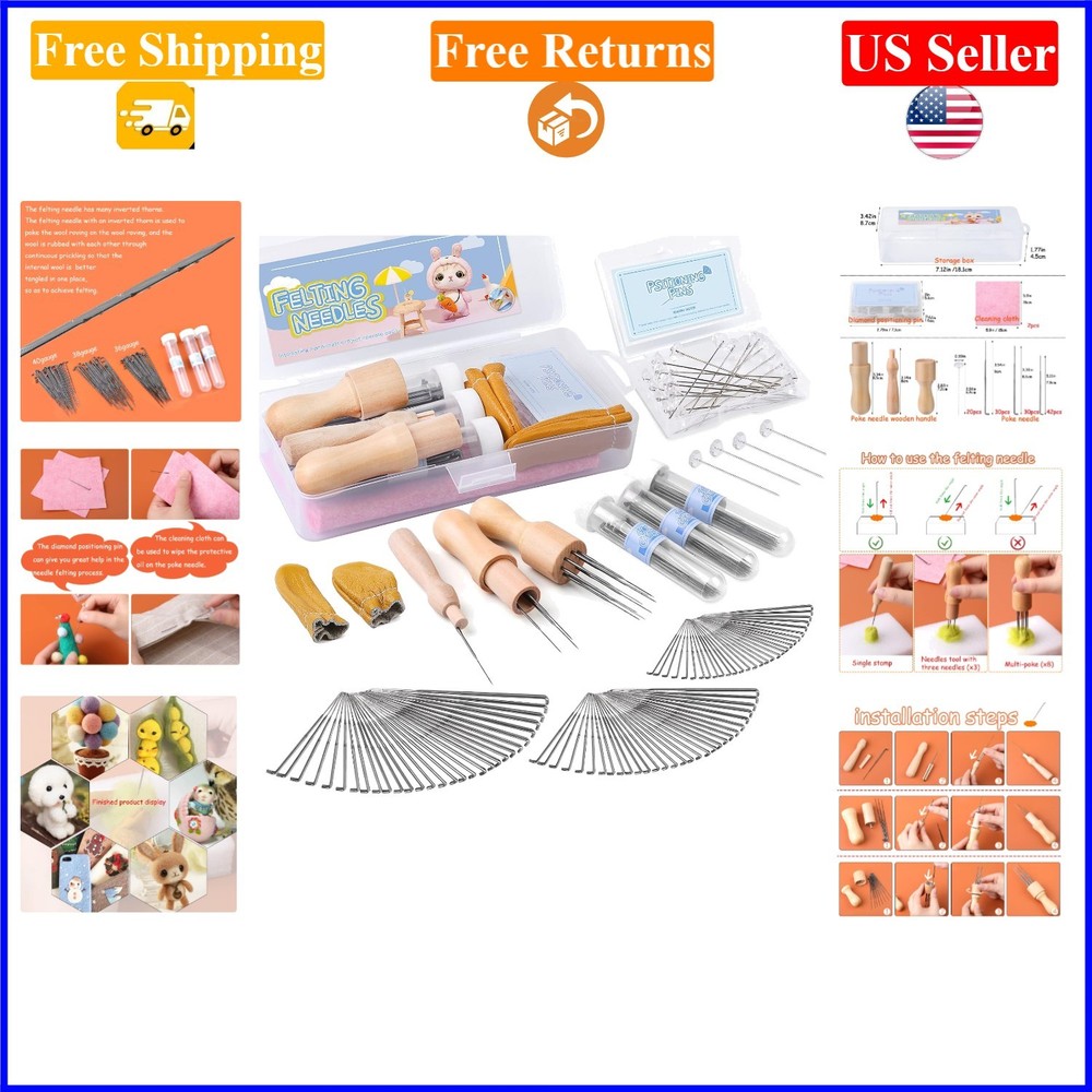 132 Pc Wool Felting Needles Kit - Multiple Sizes, Beginner to Professional