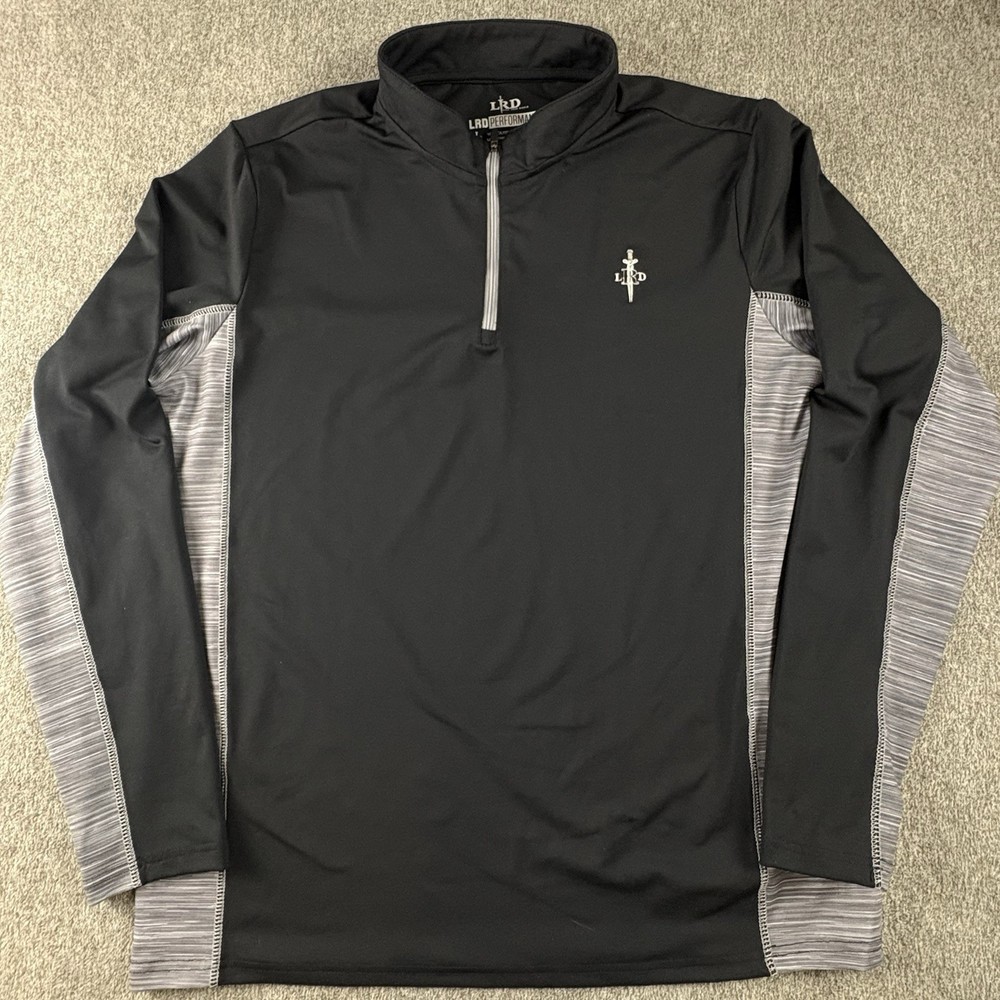 LRD Performance Mens Large Black Golf Pullover 1/4 Zip LS Shirt Stretch