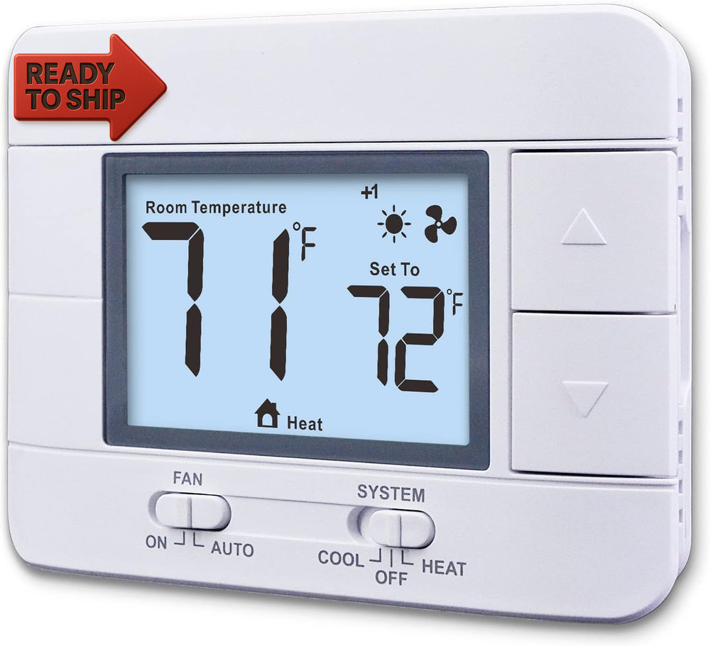 Aowel Non Programmable Thermostat for Home 2 Heat 2 Cool Multistage System, Temp